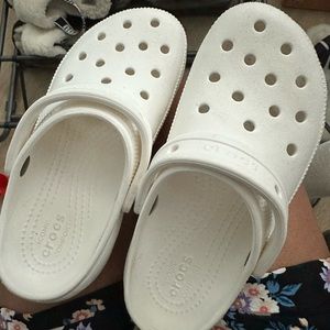 White Classic Platform Crocs